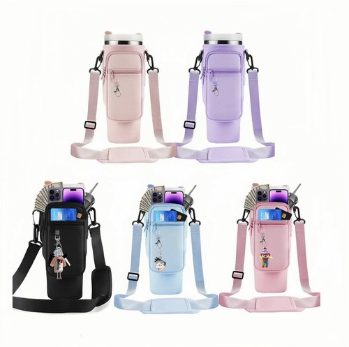 LBCB Water Bottle Holder for Stanley Cup Carrier Tumbler Bag 40oz Phone Holder Keychain Neoprene Water Bottle Pouch for Stanley Cup Accessories
