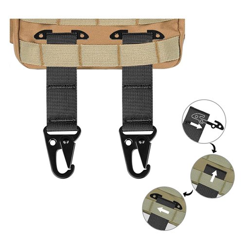 Zamudam T-Mount Molle Webbing Clash Hook Tactical Gear Clip Hanging Carabiner, Outdoor Cummerbund Belt Backpack Vest Metal Hook for Gloves Keychains EDC Accessories (3 Packs Black)
