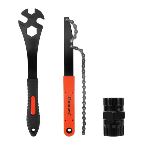 Oumers Bike Cassette Removal Tool, Bicycle Chain Whip＋Pedal Wrench＋2 in1 Freewheel Removal Tool, Bicycle Pedal Removal Tool, Freewheel Remover, Wrench Sprocket Remover for Bike Repair