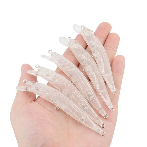 OriGlam 20pcs Lure Blanks Unpainted Fishing Lures, Blank Unpainted Minnow Crankbaits, Topwater Fishing Blanks Lures with 3D Fishing Eye for Salmon Trout Bass