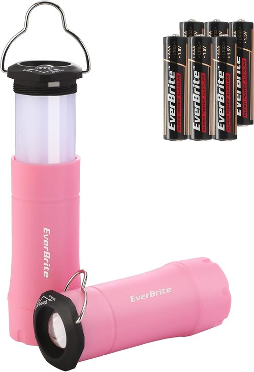 EverBrite 2-in-1 Mini Lanterns and Flashlights with 3 Modes, 2 Pack Portable Outdoor LED Zoomable Torches, Camping Essentials for Hurricane, Hiking, Night Walking, Emergency