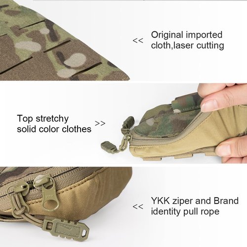 Tactical Admin Panel Pouch Small Chest MOLLE Pouch for Tactical Bag JPC2.0 AVS CPC with MOLLE System 500D Nylon(Camo)
