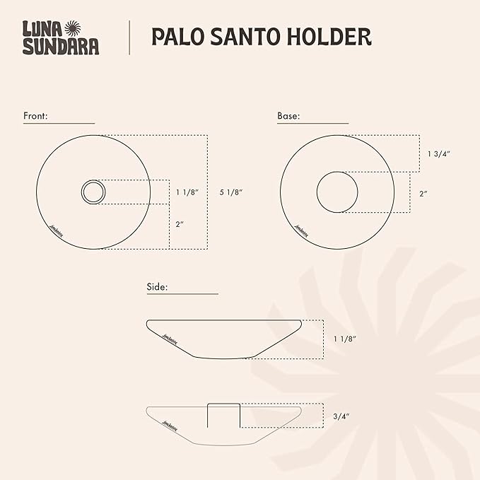 Luna Sundara Authentic Peru Pottery Palo Santo Stick Holder and Incense Holder Includes 5 Palo Santo Sticks Handmade Ceramic Smudge Bowl Sage Holder Palo Santo Holder (Peach)
