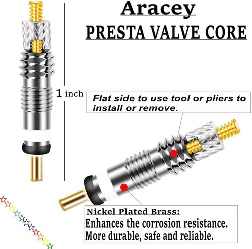 36Pcs Valve Core Remover Tool Kit Bike and Car Valve Core Repair Tool with No-Leak Replacement Presta Valve core and Schrader Valve Core