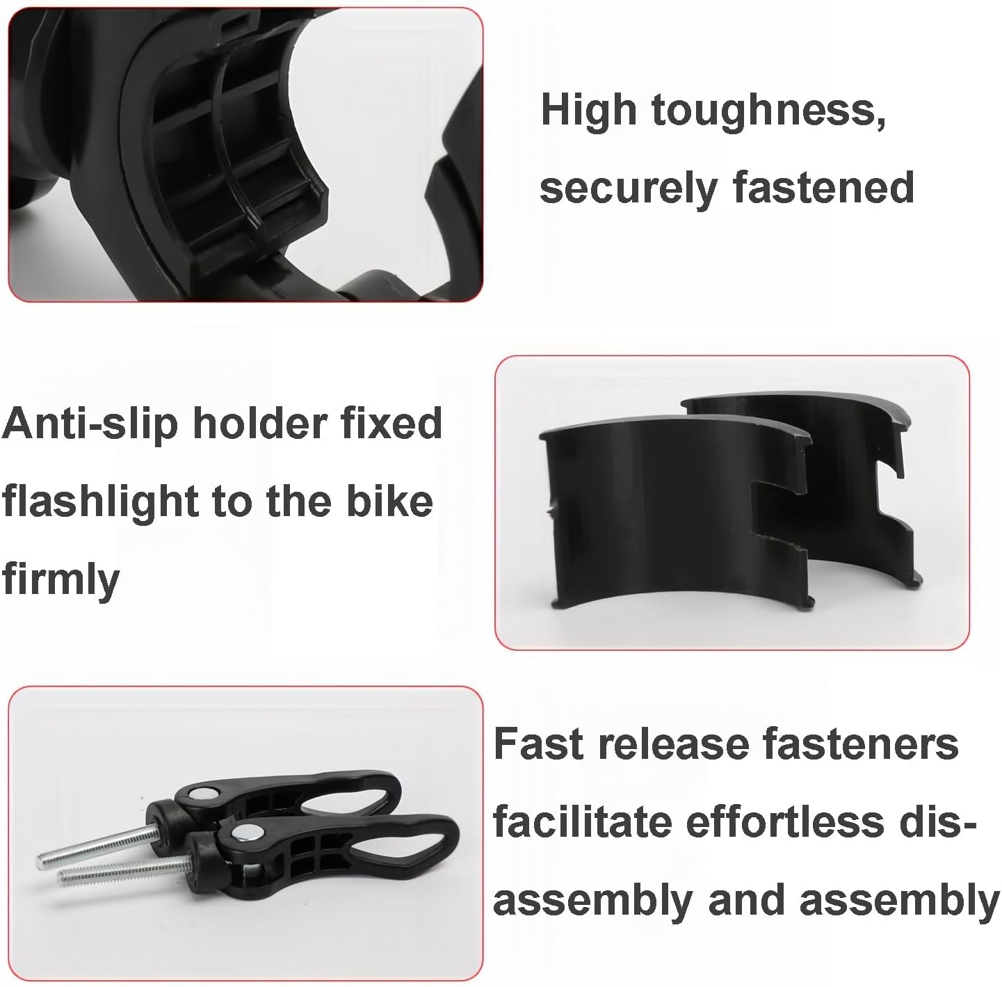[3 Pack Bike Flashlight Holder, Mount Bicycle Bracket Flashlight Holder Mounting Torch Clip 360 Degree Rotation