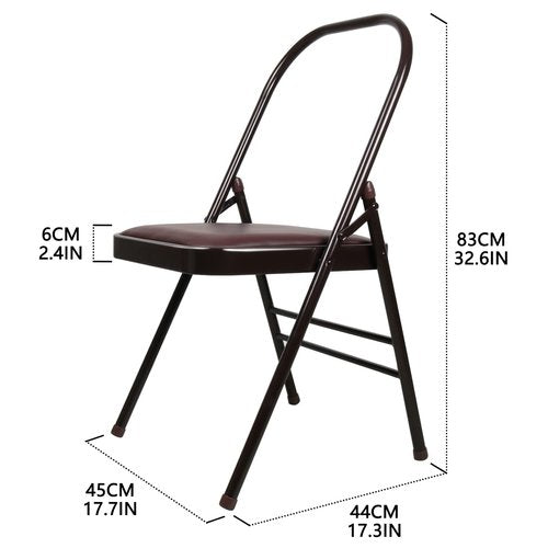 Yoga Chair Set Yoga Auxiliary Chair Flexibility Strength Training Tool, Foldable Yoga Chair for Balance Training, with Figure S Resistance Belt, Chair Leg Cap, Brown