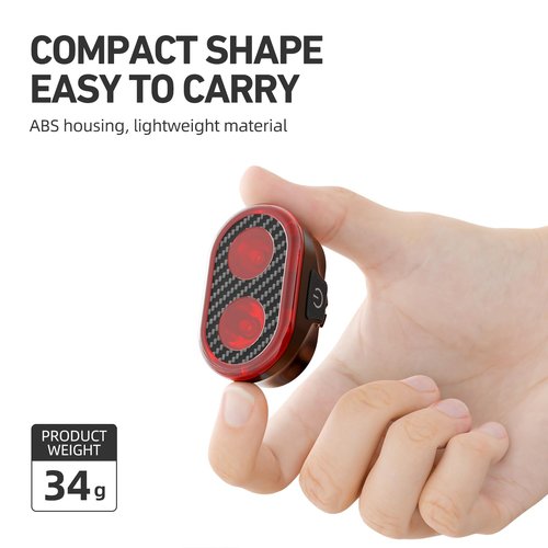 CYCLAMI Bike Tail Light, Smart Brake Sensing Bicycle Rear, Main + Sub Light Auto On/Off, 4 x 5 Modes, Ultra Bright LED Back Lights, IPX6 Waterproof, USB Rechargeable, Cycling Safety Accessories