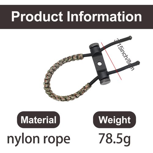 KURUGEILI Archery Bow Sling Adjustable Wrist Sling Strap Braided Bow Sling for Compound Bow Hunting Shooting