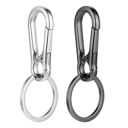 Bremorou 2 Pcs Metal Carabiner Clip Keychain Clip Key Ring Heavy Duty Carabiner Clip With Key Carabiner (Black, Silver)