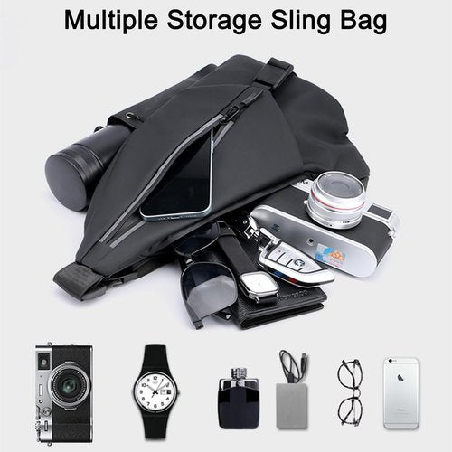 Qidelong Small Sling Bag Anti-Theft Crossbody Shoulder Chest Backpack Fanny Pack Personal Pocket Bags For Travel Hiking Sport (Dark Blue)