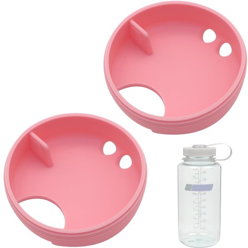 LUTQ 2-Pack Silicone Splashguard for Nalgene, Splashguard Wide Mouth for Nalgene Splash Guard 32 oz Wide Mouth Water Bottle Accessories - Sakura Pink, for Wide-Necked Bottles with 53 mm Opening