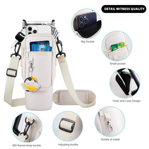 iDIY Water Bottle Carrier Bag for Stanley Cup Accessories, Crossbody Water Bottle Sling Bag with Phone Pocket, Water Bottle Holder with Securely Holds Bottle for Hiking, Camping, Fishing(Style-1)