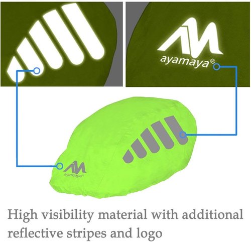 ayamaya Bike Helmet Cover with Reflective Strip, High Visibility Waterproof Cycling Bicycle Helmet Rain Cover Windproof Dustproof Breathable Road Bicycle Helmet Water Cover Ride Gear