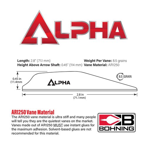 Bohning Alpha AR 1250 Vane, 2.8", White, 36pk
