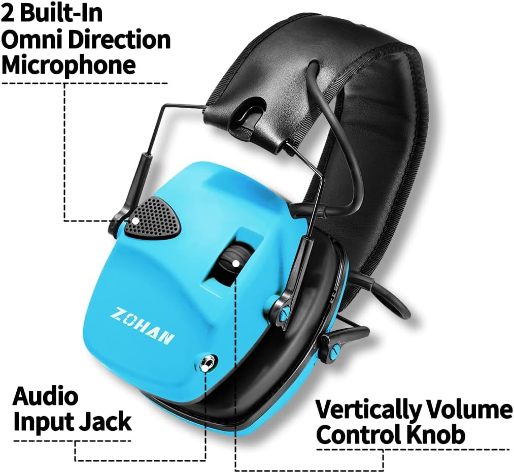 ZOHAN EM054 Electronic Shooting Ear Protection with Sound Amplification, Slim Active Noise Reduction Earmuffs for Gun Range