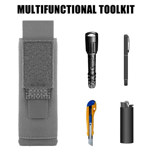 Tactical Flashlight Holster, Molle Flashlight Torch Pouch, Vertical Small Tool Bag Organizer for Camping Hiking Climbing Backpack Belt