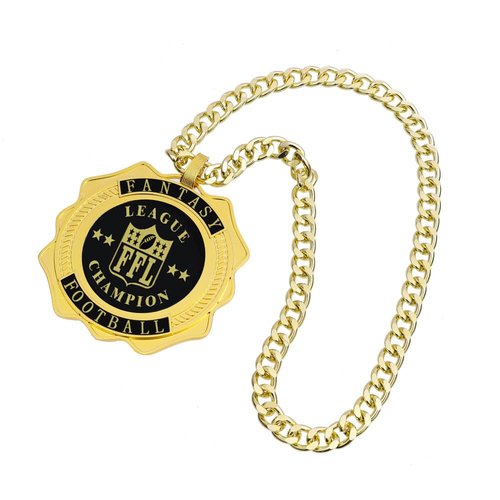 noblehead Fantasy Football Championship Chain Medal Trophy Ring Award Gift for Tournament or League Champion Winner (Gold)