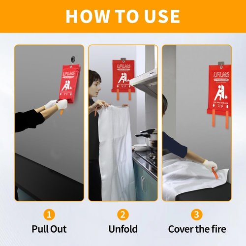 Emergency Fire Blankets - 6 Pack, 40' x 40' Fire Suppression Blanket for Home, Kitchen, Office, School, Camping, Grill, Car, Warehouse