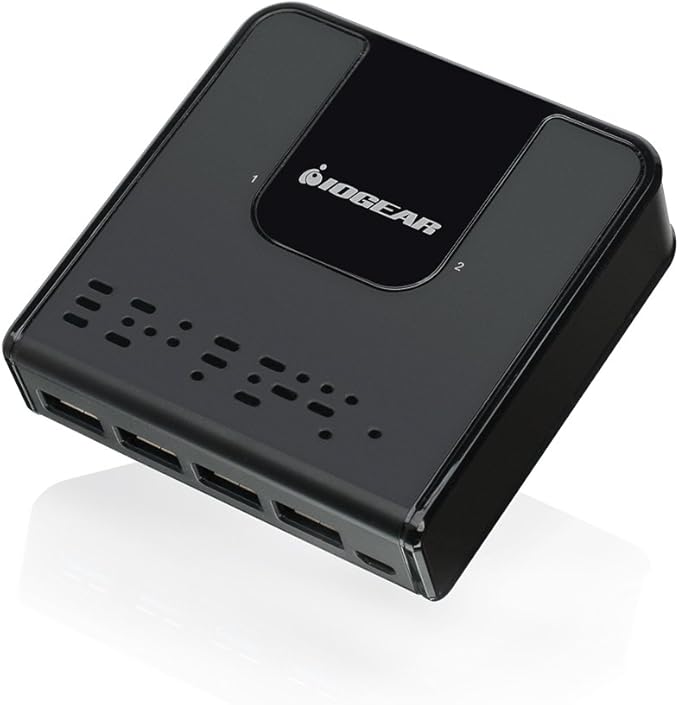 IOGEAR 4x2 USB 3.0 Peripheral Sharing Switch - Share 4 USB Devices Between 2 Computers - LED Indicators - Cables n Remote Included - PC - MAC - Printer - Scanner - Mouse/Keyboard and More - GUS432