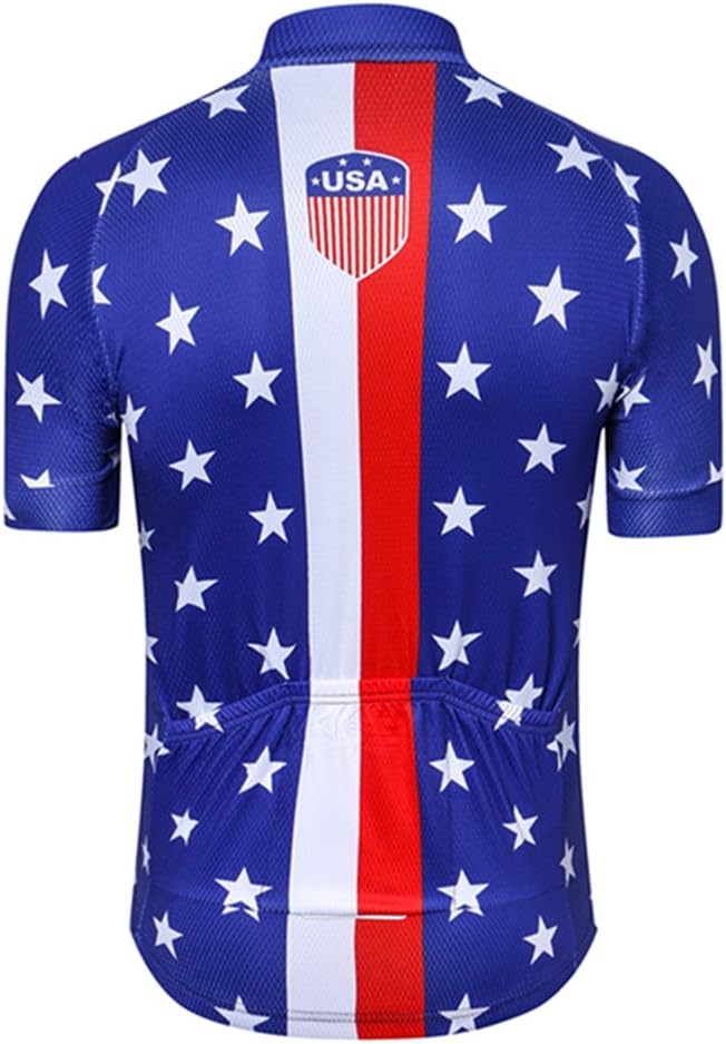 Weimostar Men's USA Cycling Jersey Short Sleeve Biking Shirts Breathable with Pockets