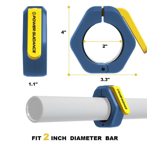 POWER GUIDANCE 2 inch Magnetic Barbell Collars, Quick Release Barbell Clamps for Olympic Lifts and Strength Training (Blue)