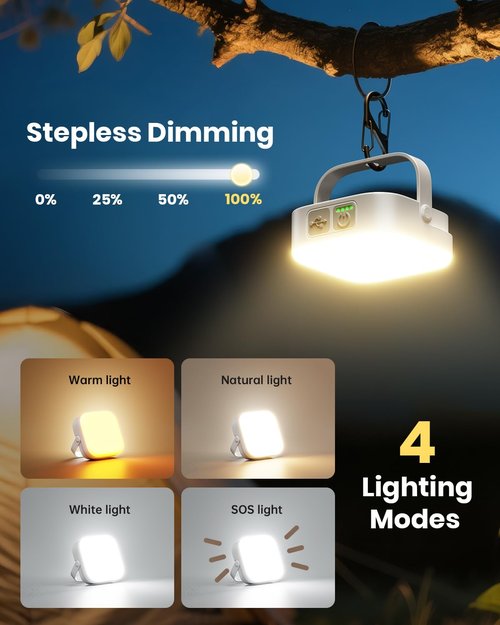 Eventek Solar Camping Lights 10000mAh, Rechargeable Solar Camping Lantern Up to 144 Hours & 4 Light Modes, Portable IP65 Waterproof LED Camping Light for Camp, Tent, Power Outages Emergency