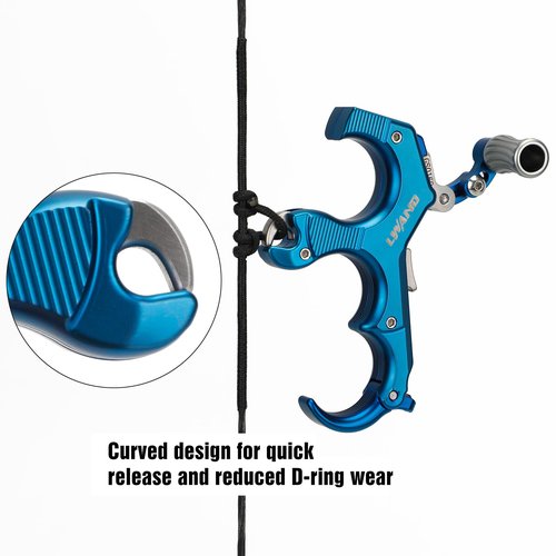 LWANO Thumb Bow Release - 3&4 Finger Adjustable Archery Compound Bow Release Aid, with Trigger Travel and Pressure Adjustable (Blue)