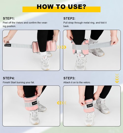 Adjustable Ankle Weights for Women Men 1 Pair 2 4 6 8 10 LBS Leg Weight Hand Arm Wrist Weights with Removable Weight, 1-5 LB Each Ankle Strength Training Weight for Gym Fitness Walking Running, Pink