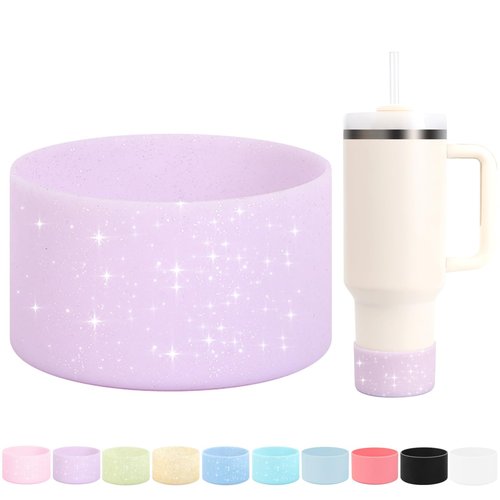Sdakubby Protective Glitter Silicone Boot Compatible with Stanley Quencher 40oz, 30oz, 20oz, Accessories for Stanley/Owala/Hydro Flask Water Bottle, Bling Anti-Slip Sleeve Cover