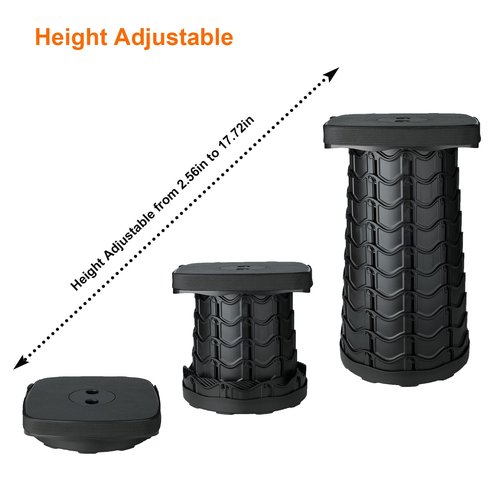 Boreeman Upgraded Collapsible Stool, Square Portable Stool, Lightweight Yet More Sturdy with Load Capacity 400lbs, Perfect for Camping Fishing Hiking BBQ (Square Black)