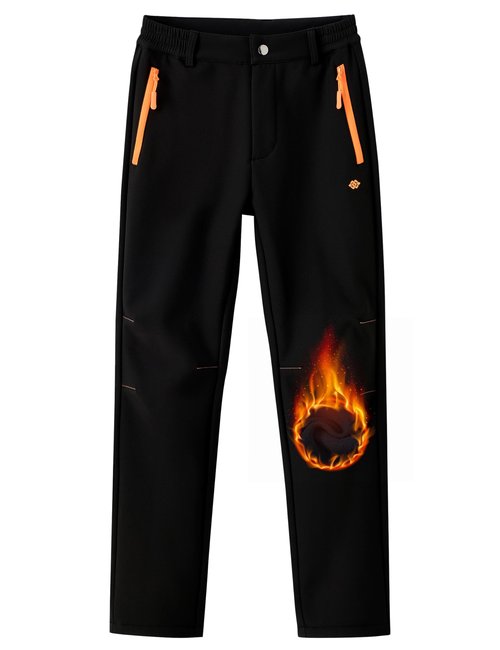MoFiz Kids Boy Fleece Cargo Hiking Pants Outdoor Girls Waterproof Windproof Snow Ski Pants Warm Insulated Trousers Black 10-12