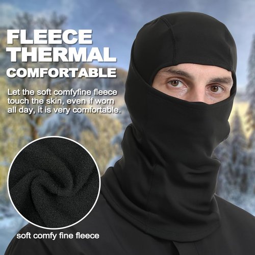 Sireck Balaclava Ski Mask, Fleece Thermal Winter Face Mask for Men Women, Full Face Cover Cold Weather Gear for Skiing Motorcycle Hunting Cycling(Black)