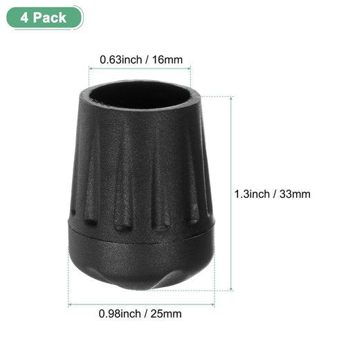 M METERXITY 4-Pack Anti-Slip Camping Chair Foot, 16mm Folding Camp Chair Replacement Feet for Folding Chair Stool/Fishing/Hiking Outdoor/Camping/Picnic/Uneven Floor [Black]