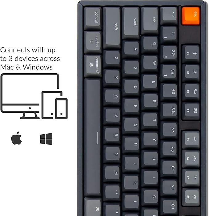 Keychron K10 RGB Full Size Layout Hot-Swappable Mechanical Keyboard for Mac Windows, Multitasking 104-Key Bluetooth Wireless/USB Wired Gaming Keyboard with Keychron K Pro Red Switch Aluminum Frame