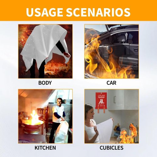 Emergency Fire Blankets - 6 Pack, 40' x 40' Fire Suppression Blanket for Home, Kitchen, Office, School, Camping, Grill, Car, Warehouse
