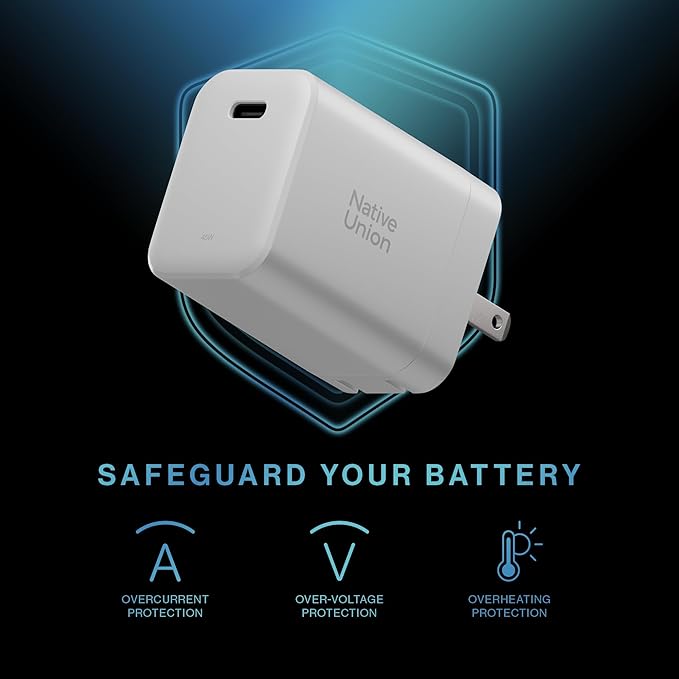 Native Union Fast GaN Charger PD 45W – Ultra-Compact Power Delivery Enabled USB-C – Made of Recycled Materials – for MacBook Air, iPads, iPhones, Pixel, Galaxy & Other USB-C Devices (White)