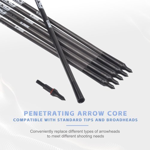 YLS 13 Inch Mini Crossbow Arrows Carbon Bolts with Field Tips Half-Moon Nocks Penetrator Inserts for Hunting OD 6.0mm 6 Pcs