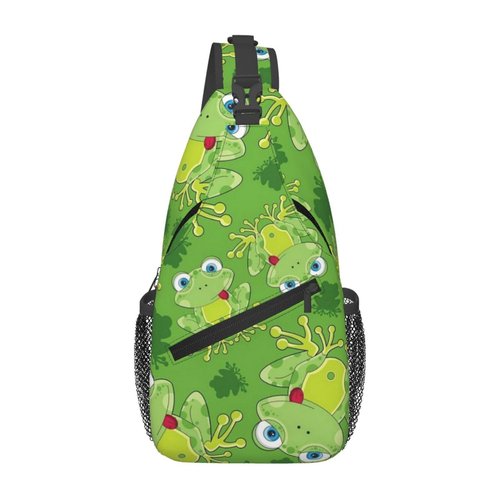 Krirteh Cute Frog Sling Bag For Women & Men - Fashion Cartoon Frogs Backpack, Crossbody & Shoulder Bag - Travel & Hiking Daypack