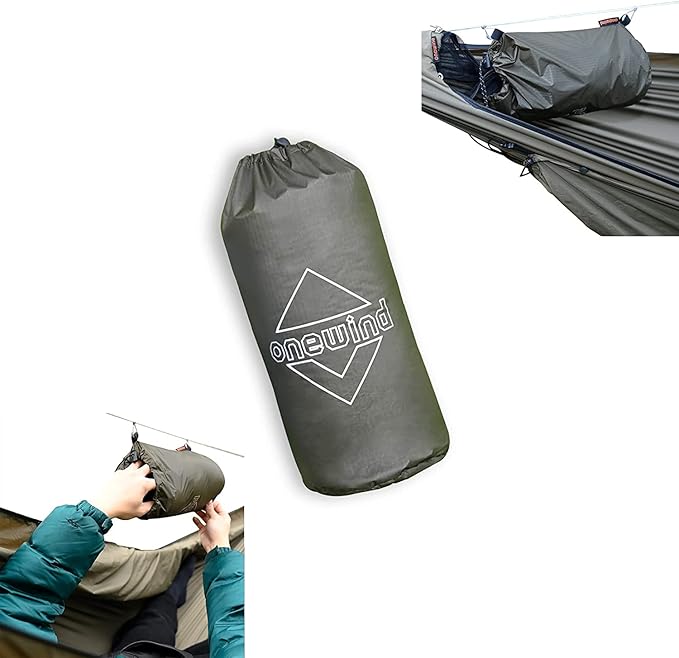 onewind Dry Bag Stuff Sack for Camping Hammock Ridgeline Sack Overhead Organizer Clip On Peak Storage Hammock Gear Sling, Lightweight Storage Hammock Organizer for Small Camping Gear