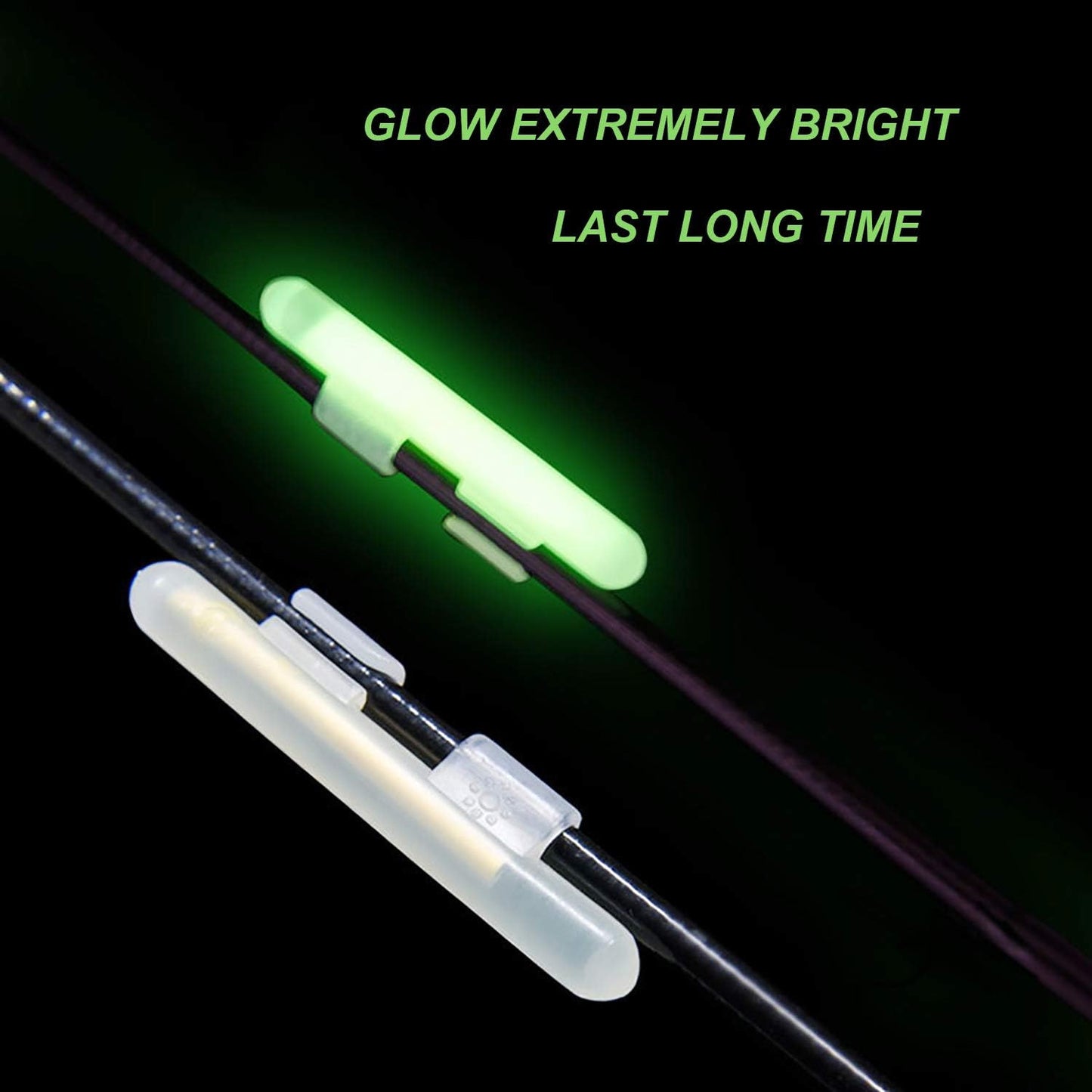 THKFISH Fishing Glow Sticks Rod Tip Glow Sticks Fishing Rod Floats Glow Sticks Fishing Rod Night Fishing Light Fishing Green Fluorescent Light 20pcs(10bags) #M #L #XL