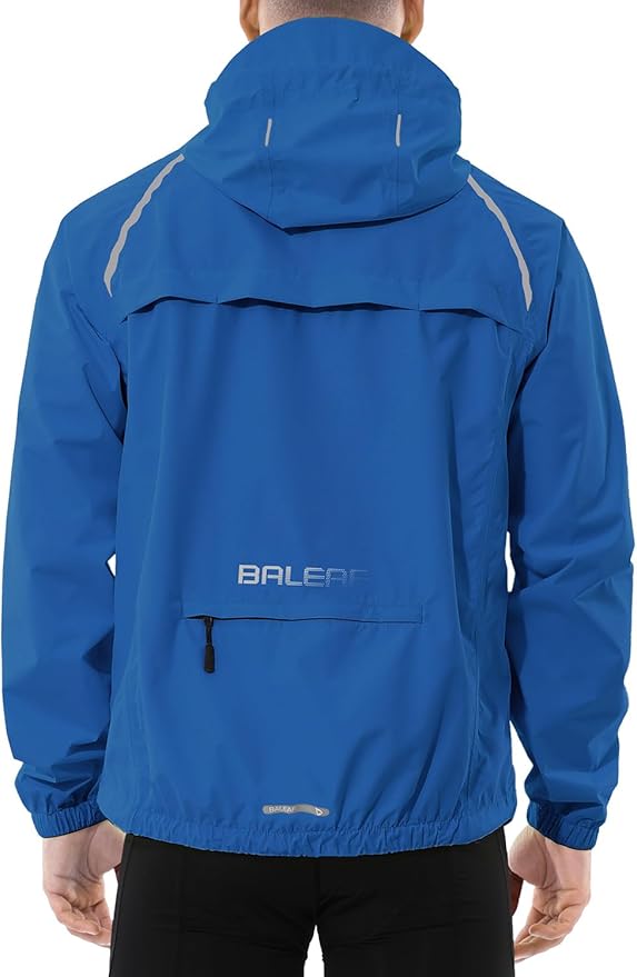 baleaf Men's Rain Jacket Waterproof Windbreaker Running Cycling Golf Hiking Gear Hood Lightweight Reflective Packable
