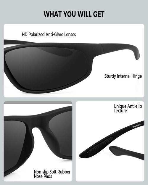 FIMOSON 2pcs Sports Sunglasses Men Polarized Sunglasses for Men and Women, Retro Sun Glasses Driving Fishing UV400 Protection