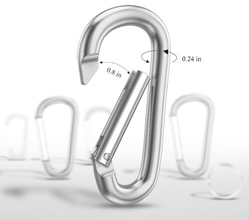 6 PCS Carabiner Keychain Clip -3" Aluminum Carabiner D Ring, Caribeener Clips, Spring Snap Hook for Keychain Clip (Silver)