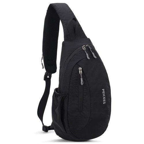 Peicees Sling Bags Men Women Shoulder Backpack Small Cross Body Chest Sling Backpack, Black