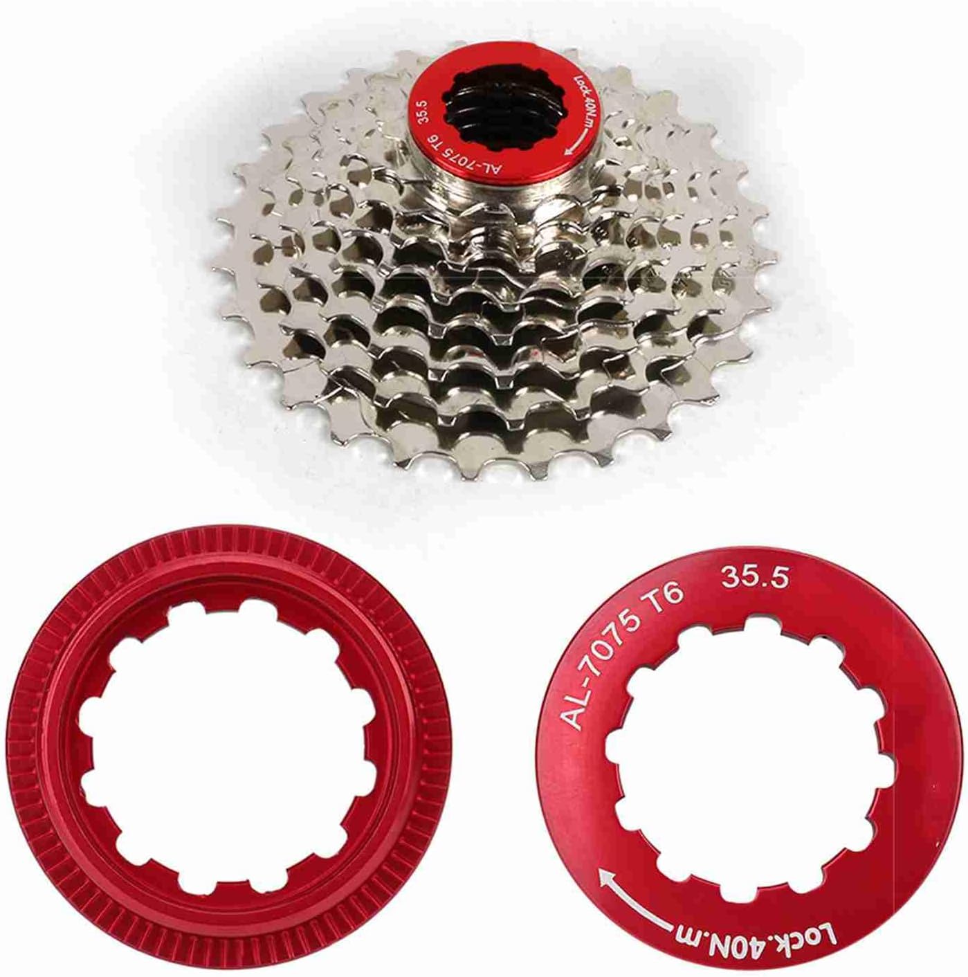 VGEBY Cassette Lockring, Cassette Lock Ring for 7-11 Speed Mountain Bike (Red) Cassette Lockring