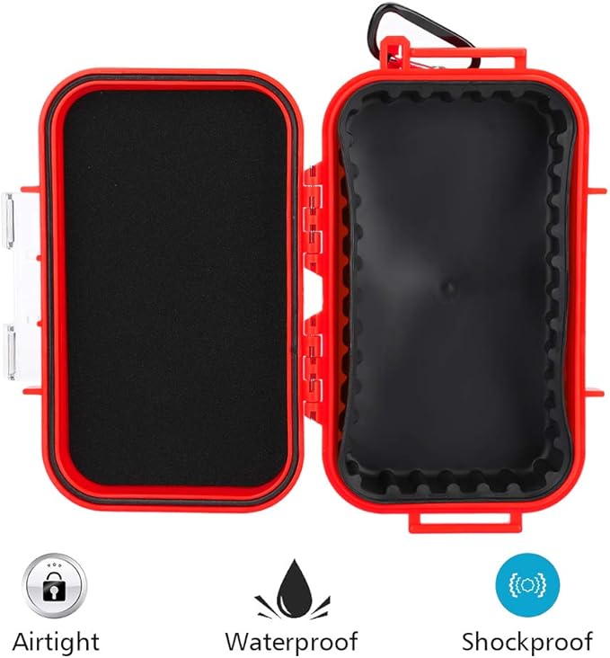 Waterproof Storage Case, Outdoor Survival Waterproof Case Shockproof Storage Case Airtight Carry Box Container for Outdoor Boating Camping(Red)