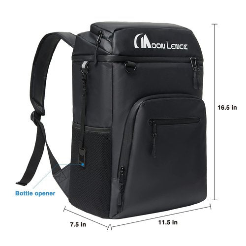 MOON LENCE Backpack Cooler for Men 32 Cans, Camping Backpack Leak Proof w/Multi Insulated Compartments, Portable Lightweight Lunch Backpack for Beach Travel Picnics, Black