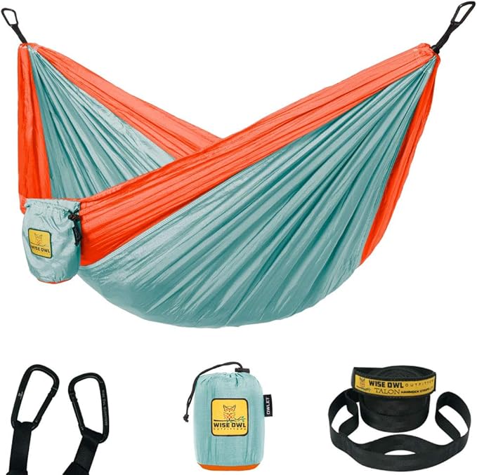 Wise Owl Outfitters Hammock for Camping Hammocks Gear for The Outdoors Backpacking Survival or Travel - Portable Lightweight Parachute Nylon - Up to 500lbs