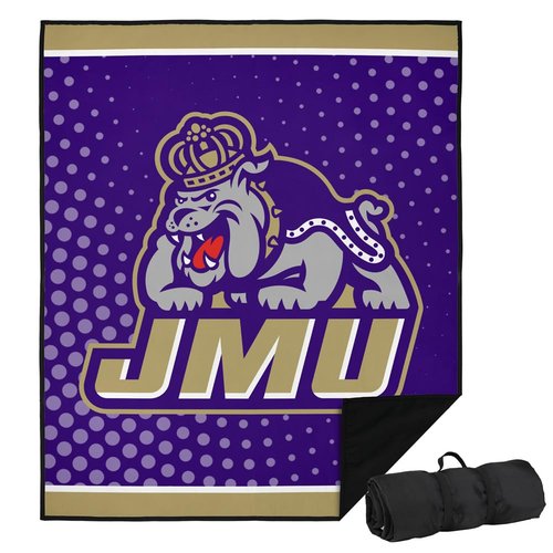 LOGOVISION James Madison University Picnic Outdoor Blanket, 50"x60" Logo Dots, Foldable Blanket for Picnic, Beach, Camping, Park, Tailgate