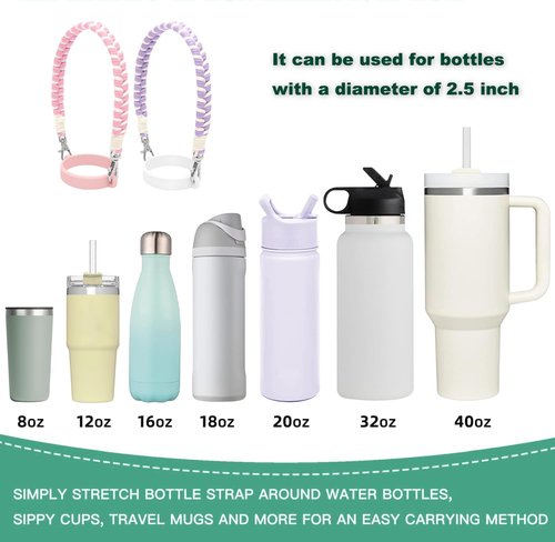 Stanley Cup 30oz & 40oz Water Bottle Accessory Set - Handle Strap, Letter Charms, Sticker & Butterfly Straw Cover Topper (Pink)
